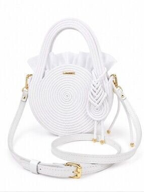 NEW❗️Bride White Handmade Circle Bag Elegant Wedding Purse Crossbody